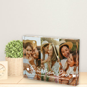 Best Mom Ever 3 Photo Collage Mother's Day Hearts Block