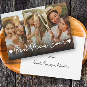 Best Mom Ever 3 Photo Collage Mother's Day Hearts Holiday Card