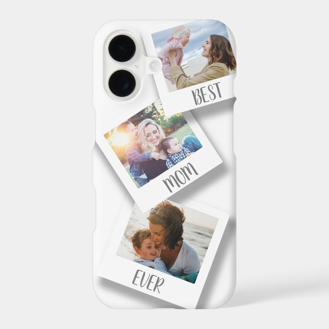  Best MOM Ever 3 Photo Collage WHITE iPhone Case (Back)