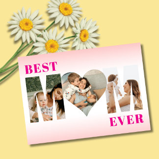 Best Mom Ever 3 Photo Stylish Happy Mother's Day Card