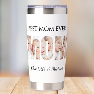 Best Mom Ever 3 Photos Cutout Letters Insulated Tumbler