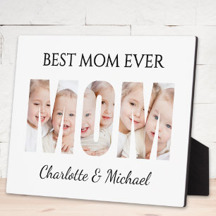 Best Mom Ever 3 Photos Cutout Letters Plaque