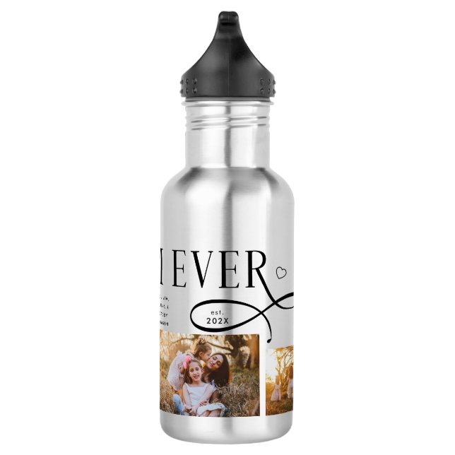 Best Mom Ever 3 Photos Heart Mothers Day Gifts Stainless Steel Water Bottle (Right)