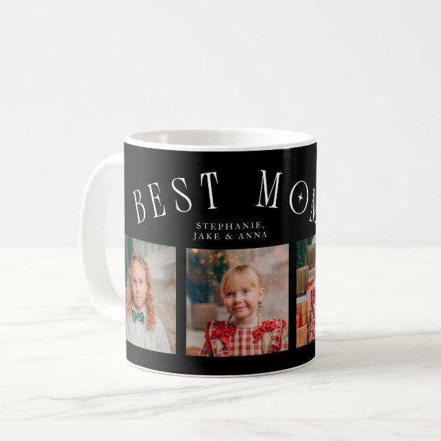 Best Mom Ever 4-Photo Black Mothers Day  Coffee Mug (Front Left)