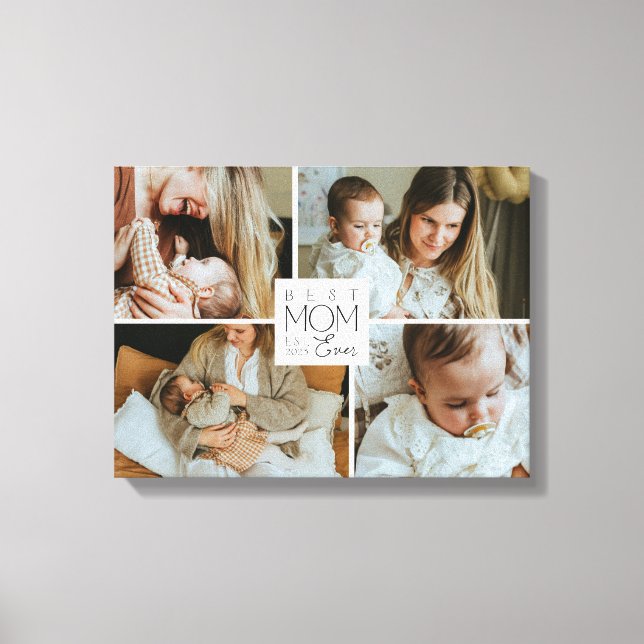 Best Mom Ever 4 Photo Collage Canvas Print Gift (Front)