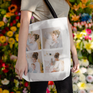 Best Mom Ever 4 Photo Collage Personalized Tote Bag