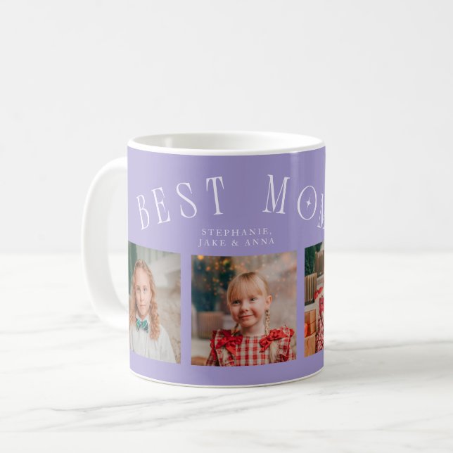 Best Mom Ever 4-Photo Lilac Mothers Day  Coffee Mug (Front Left)