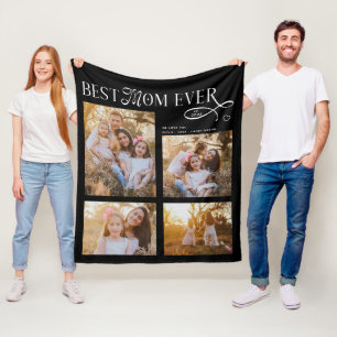 Best Mom Ever 4 Photos Heart Mothers Day Gifts Fleece Blanket