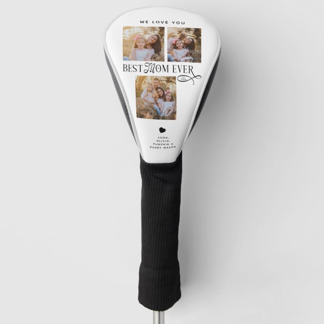 Best Mom Ever 4 Photos Heart Mothers Day Gifts Golf Head Cover (Front)