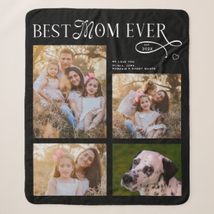 Best Mom Ever 4 Photos Heart Mothers Day Gifts Sherpa Blanket