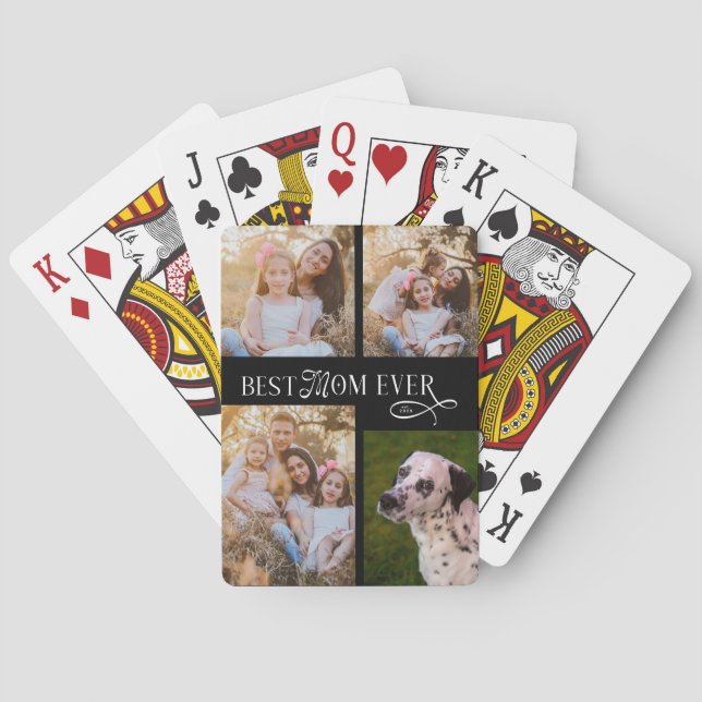 Best Mom Ever 4 Photos Mothers Day Gifts Poker Cards (Back)