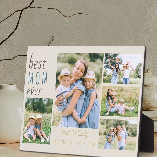 Best Mom Ever 5 Photo Collage Personalized Stone Plaque
