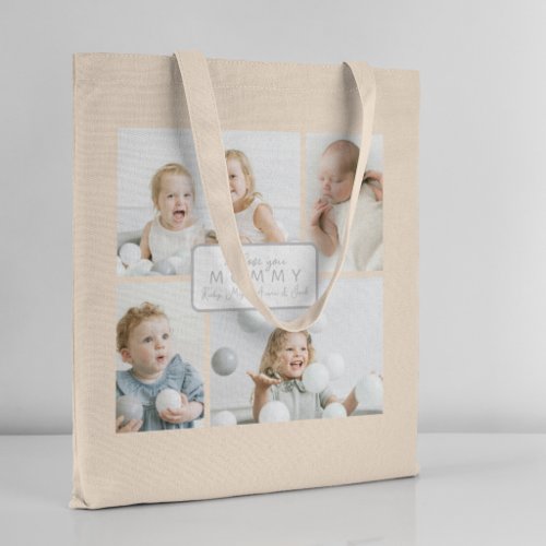 Best Mom Ever 5 Photo Collage Personalized Tote Bag