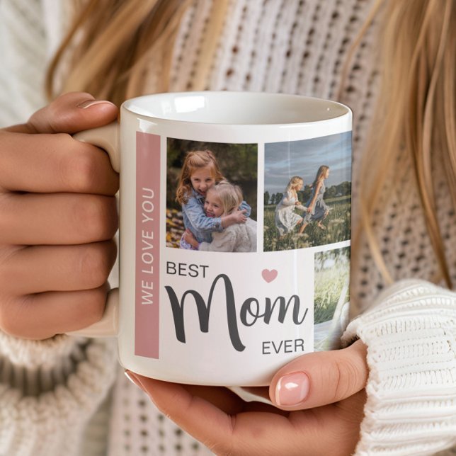 Best Mom Ever 5 Photo Mothers Day  Coffee Mug (Create your own custom Best Mom photo collage coffee mug by MINTIC DESIGN STUDIO)