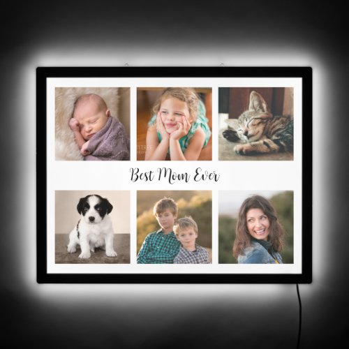 Best Mom Ever 6 Photo Collage LED Sign