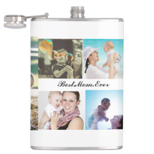 Best Mom Ever 6 Photo Collage Mother's Day Flask