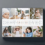 Best Mom Ever | 7 Photo Mother's Day Collage Plaque<br><div class="desc">Create a sweet gift for a beloved mom with this seven photo collage plaque. "Best Mom Ever" appears in the center in chic gray and blush pink lettering,  with your custom message and children's names overlaid.</div>
