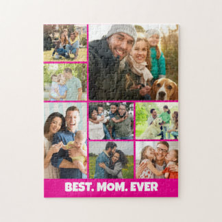 Best Mom Ever – 8 Photo Collage Frame Template Jigsaw Puzzle