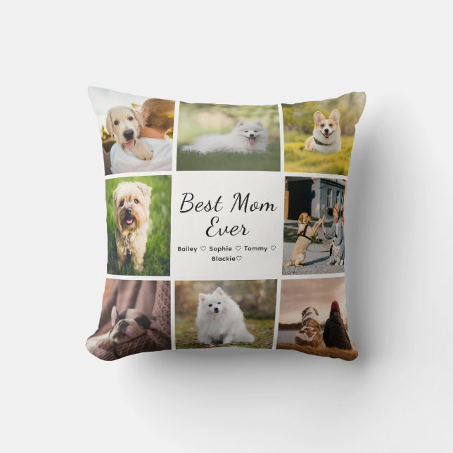 Best Mom Ever 8 Photo Collage Pet Throw Pillow (Front)