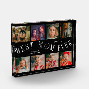 Best Mom Ever 8 Photo Grid Black Photo Block