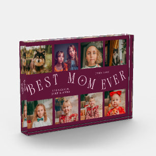 Best Mom Ever 8 Photo Grid Cranberry Photo Block