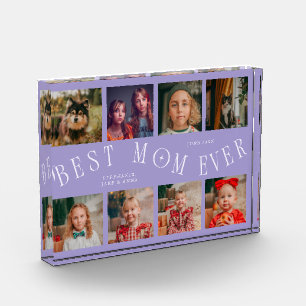 Best Mom Ever 8 Photo Grid Lilac Photo Block