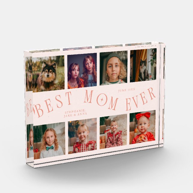 Best Mom Ever 8 Photo Grid Peach Photo Block (Left)
