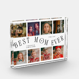 Best Mom Ever 8 Photo Grid White Acrylic Award