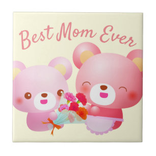 Best Mom Ever Bears Ceramic Tile