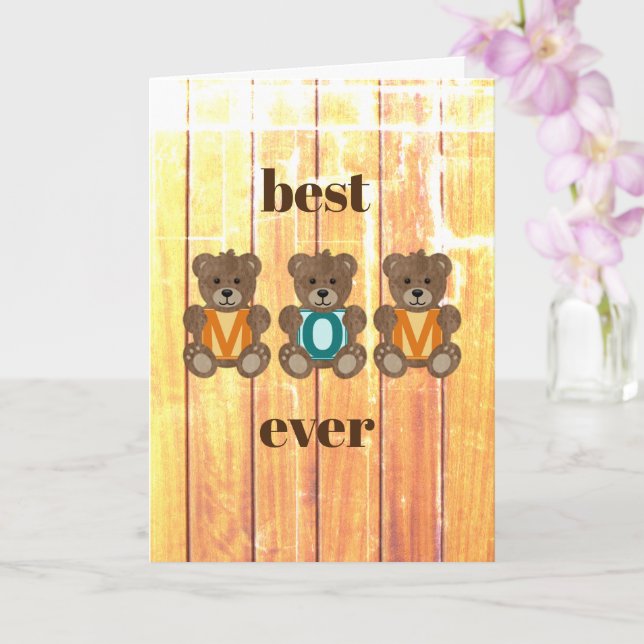 Best Mom Ever Bears Greeting Card (Orchid)