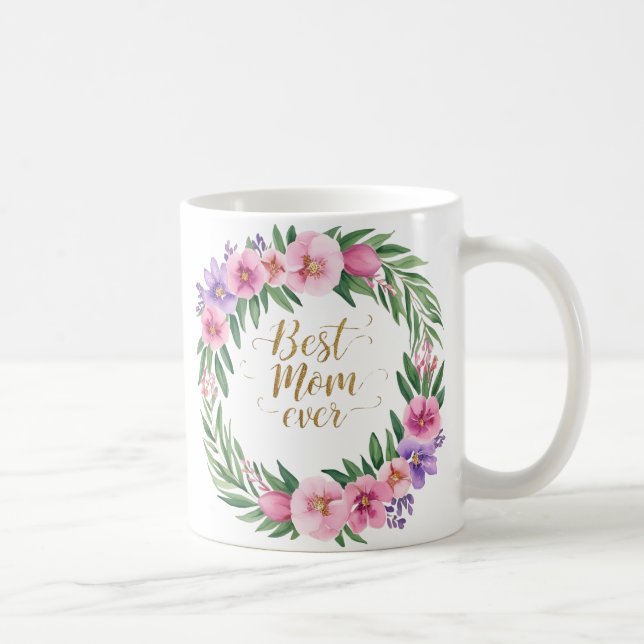 Best Mom Ever Beautiful Floral  Coffee Mug (Right)