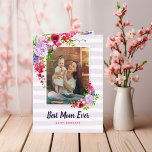 Best Mom Ever Birthday Photo Greeting Card for Mom<br><div class="desc">Affordable custom printed birthday card personalized with your photo and text. This pretty feminine design features a pastel purple watercolor stripe background and watercolor floral border around your custom photo. Use the design tools to add more photos, edit the text with your own special message and customize the fonts and...</div>