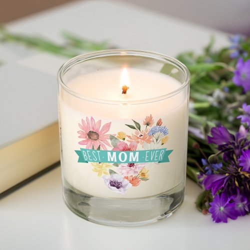 Best Mom Ever  Blooming Wildflowers Heart Photo Scented Candle