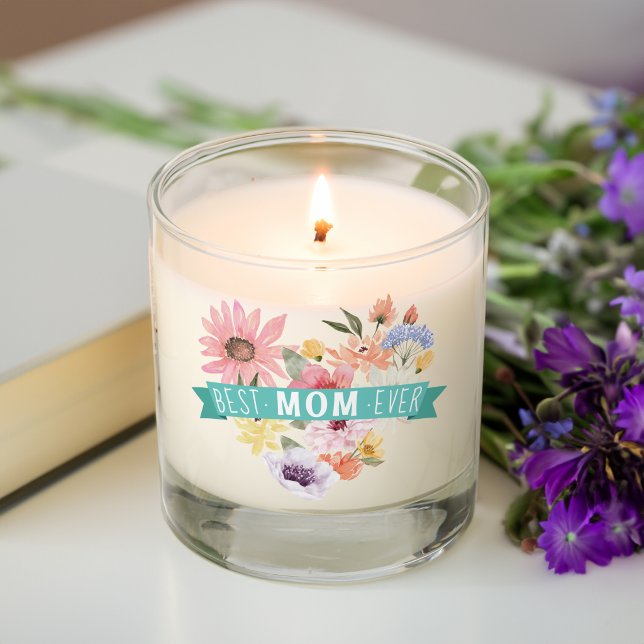 Best Mom Ever | Blooming Wildflowers Heart Photo Scented Candle