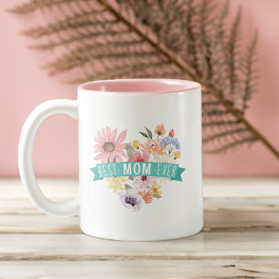 Best Mom Ever   Blooming Wildflowers Heart Photo Two-Tone Coffee Mug