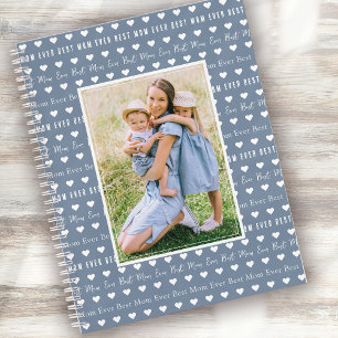Best Mom Ever Blue Hearts Photo Notebook