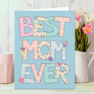 Best Mom Ever Blue Mothers Day Card