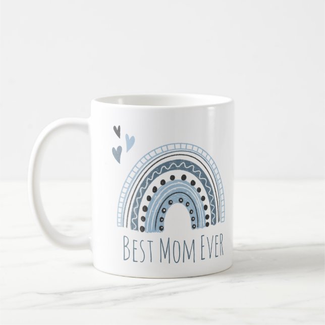 Best Mom Ever Blue Rainbow Coffee Mug (Left)