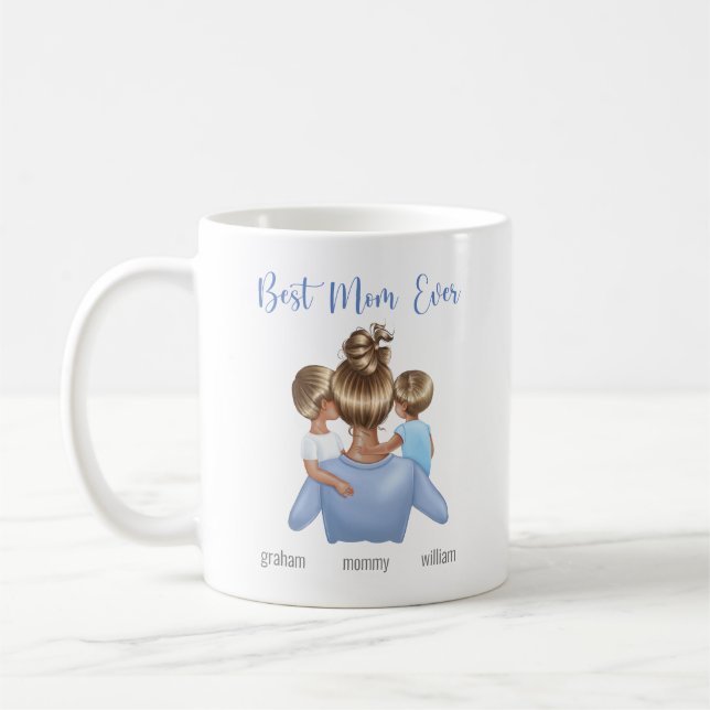 Best Mom Ever Blue White Coffee Mug (Left)