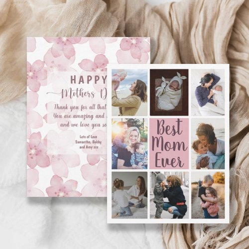 Best Mom Ever Blush Pink Photo Floral 