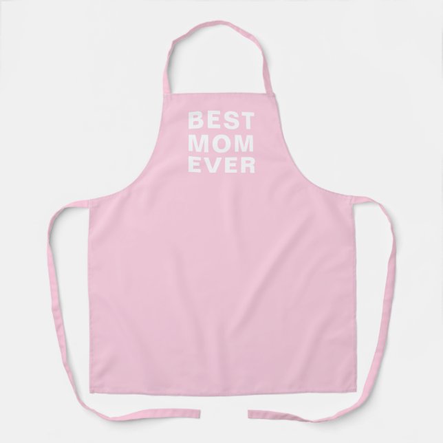 Best Mom Ever Blush Pink Typography Kitchen  Apron (Front)