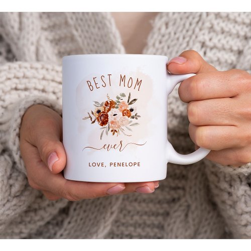 Best Mom Ever  Boho Terracotta Floral Coffee Mug