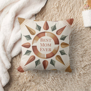 Best Mom Ever Boho Throw Pillow Gift
