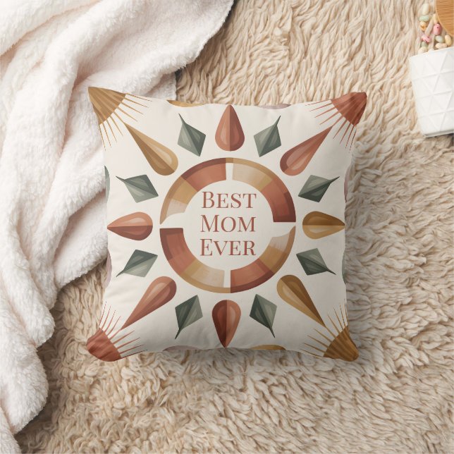 Best Mom Ever Boho Throw Pillow Gift (Blanket)