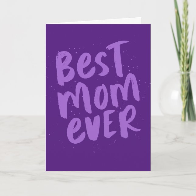 Best mom ever bold modern purple Mother's Day Card (Front)