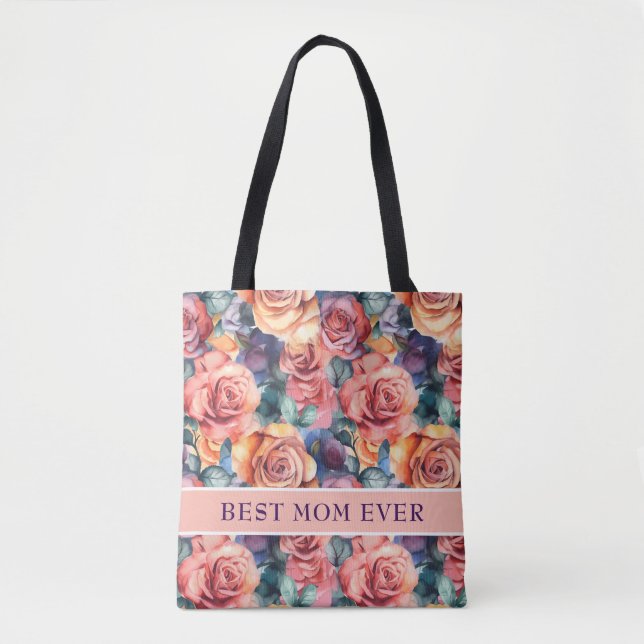 Best Mom Ever Botanical Tote Bag (Front)