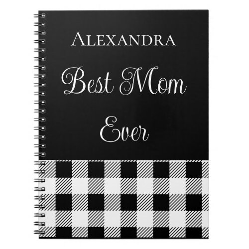 Best Mom Ever Buffalo Plaid Black White Apron Note Notebook