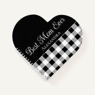 Best Mom Ever Buffalo Plaid Black White Apron Notebook