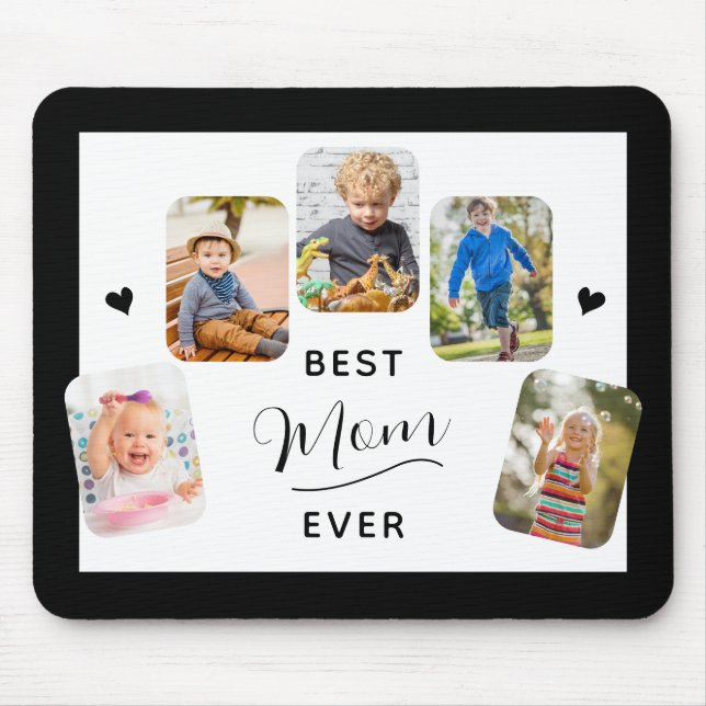 Best Mom Ever Calligraphy 5 Photo Mouse Pad (Front)