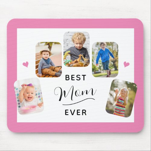 Best Mom Ever Calligraphy 5 Photo Pink Mouse Pad
